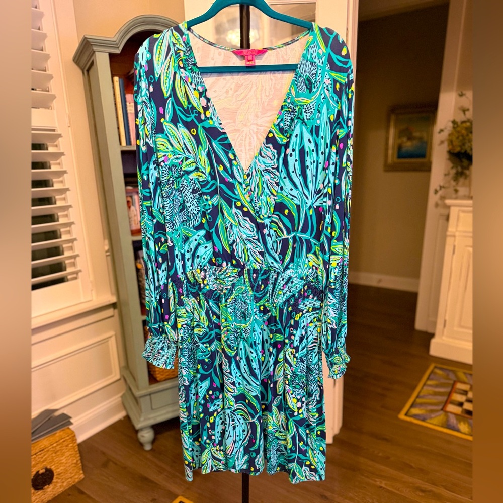 Lilly Pulitzer Tally dress Low Tide Navy Catty Pursonality sz XL